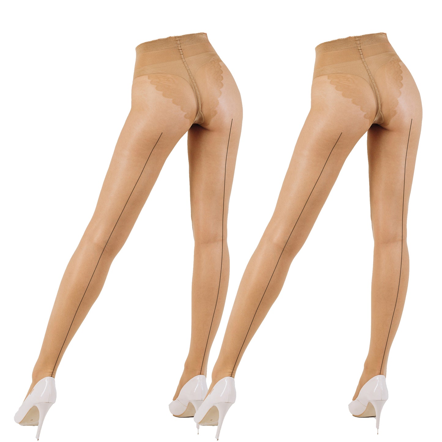 Giulia - Chic 20den Panty met bikini broekje en zwarte naad (multipack), 3 Kleuren