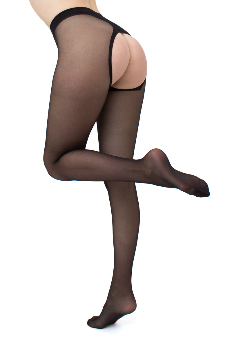 Giulia - Intimo Plus licht glanzende 20den Sheer Panty met open kruis - 2 kleuren