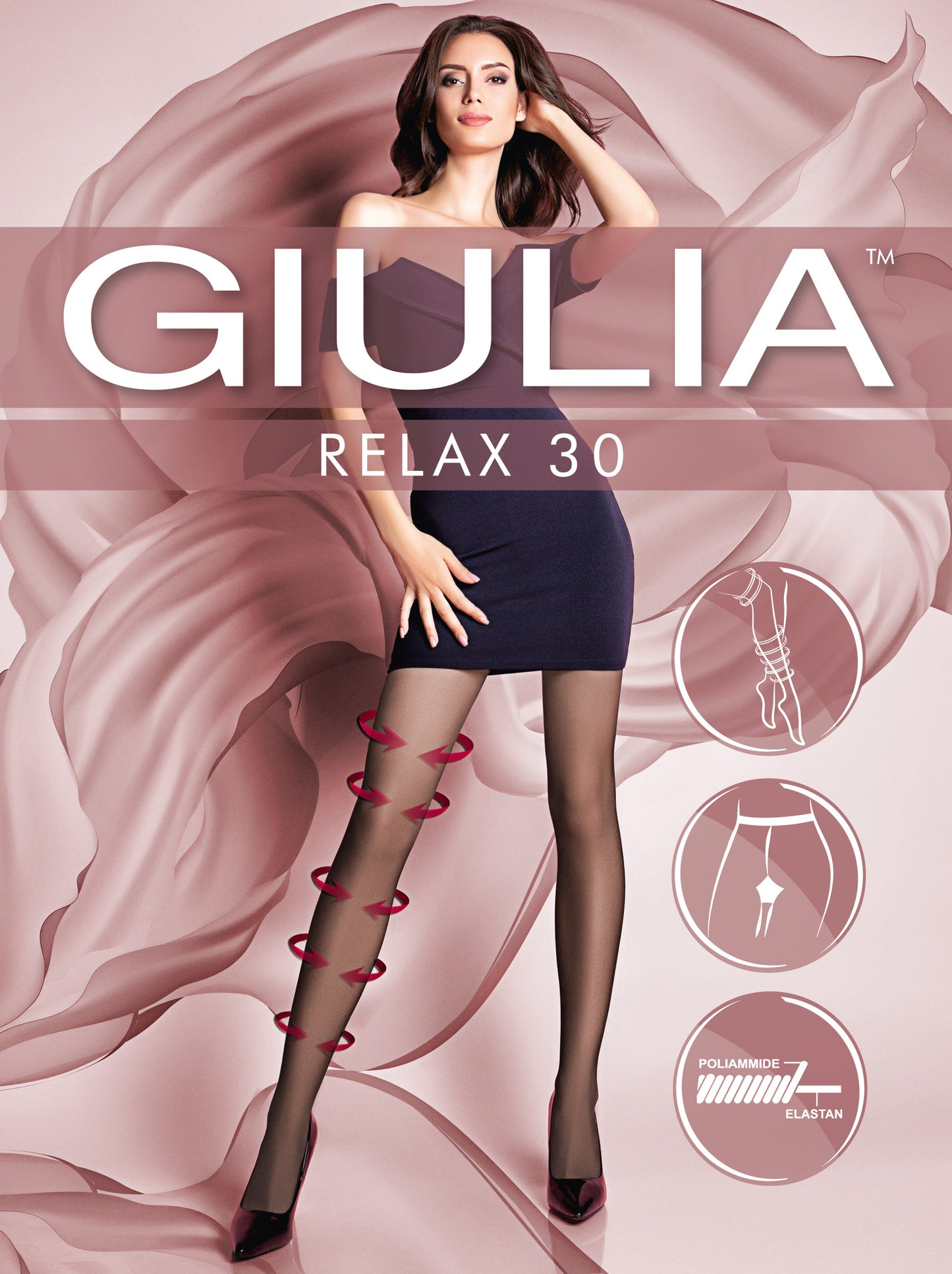 Giulia - Relax 30den (Multipack) Panty met rustgevend massage-effect - Zwart