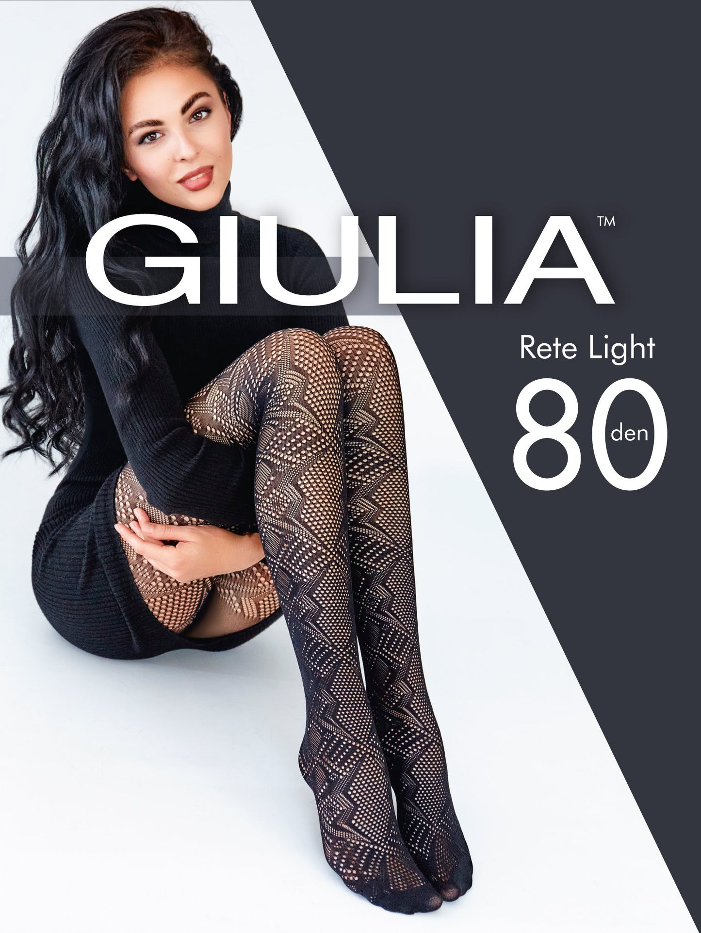 Giulia - Rete Light Tissue 80den Panty met geometrisch patroon