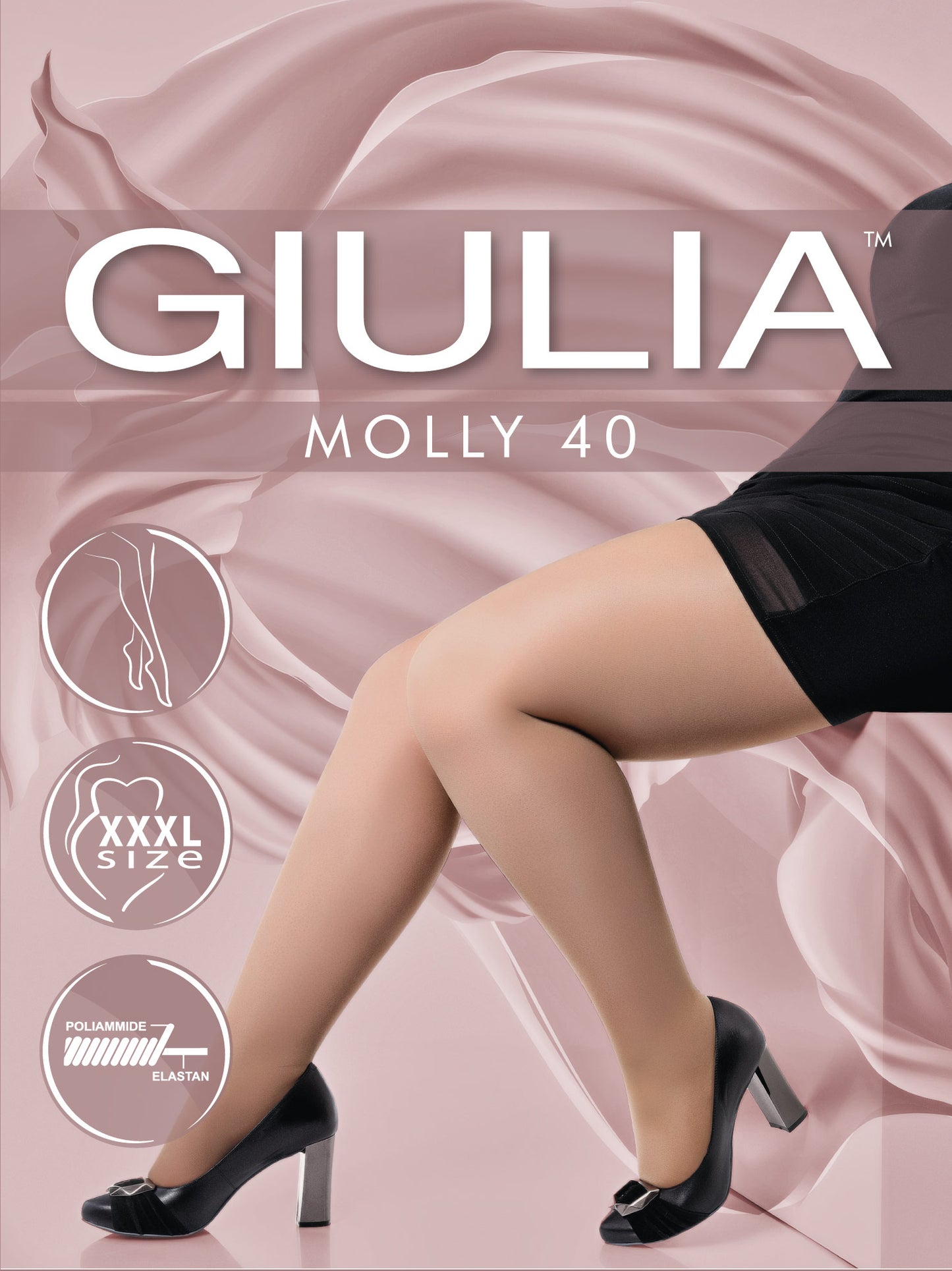 Giulia - Molly 40den (enkel grote maten) Panty speciaal voor dames met kortere benen (multipack) - 3 kleuren