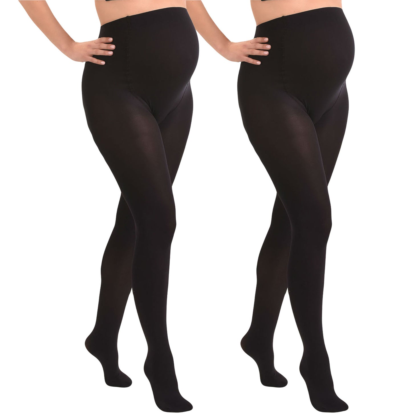 Duo Pack Collant de Grossesse Opaque Confortable 60den Noir