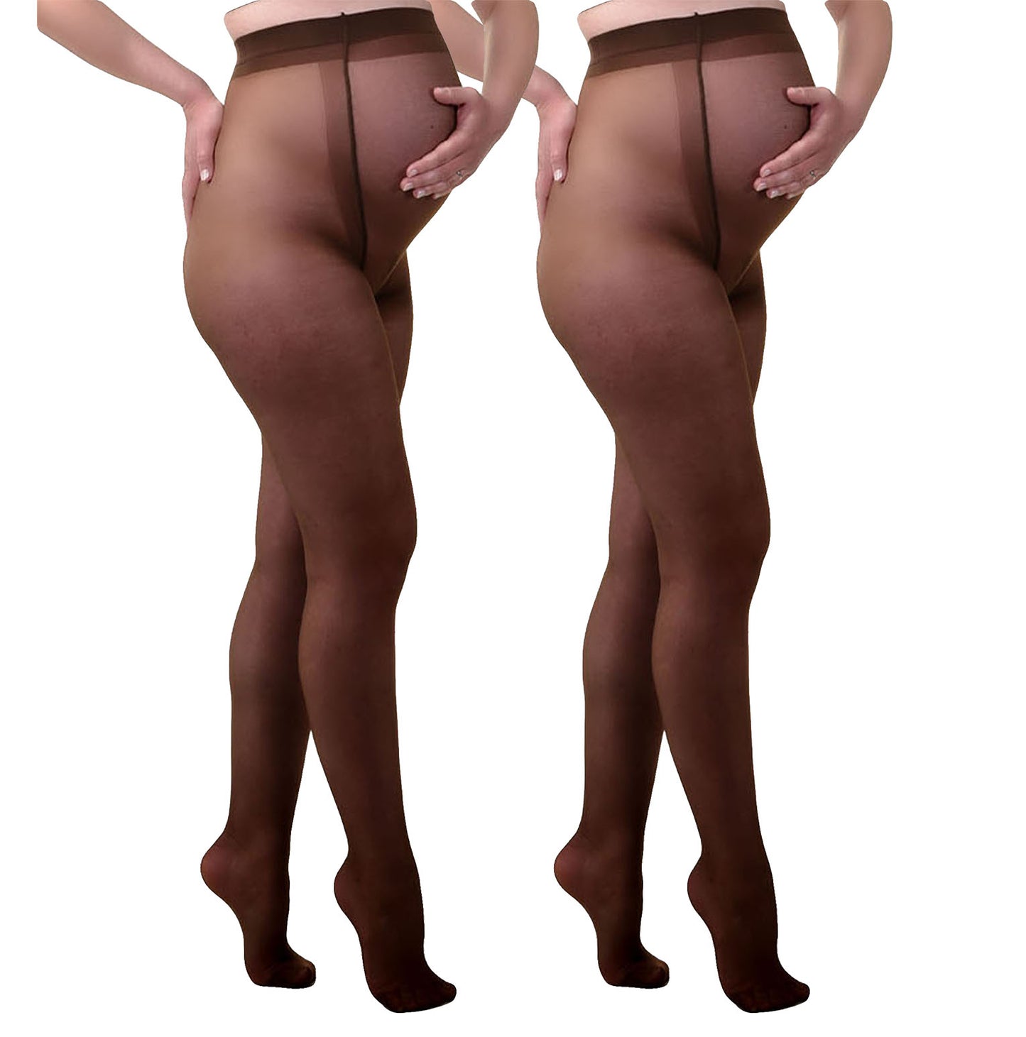 Duo Pack Comfortabele Sheer Zwangerschapspanty 20den Bruin