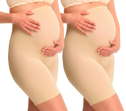 Duo Pack Seamless zwangerschapsshort met shapewear effect Beige