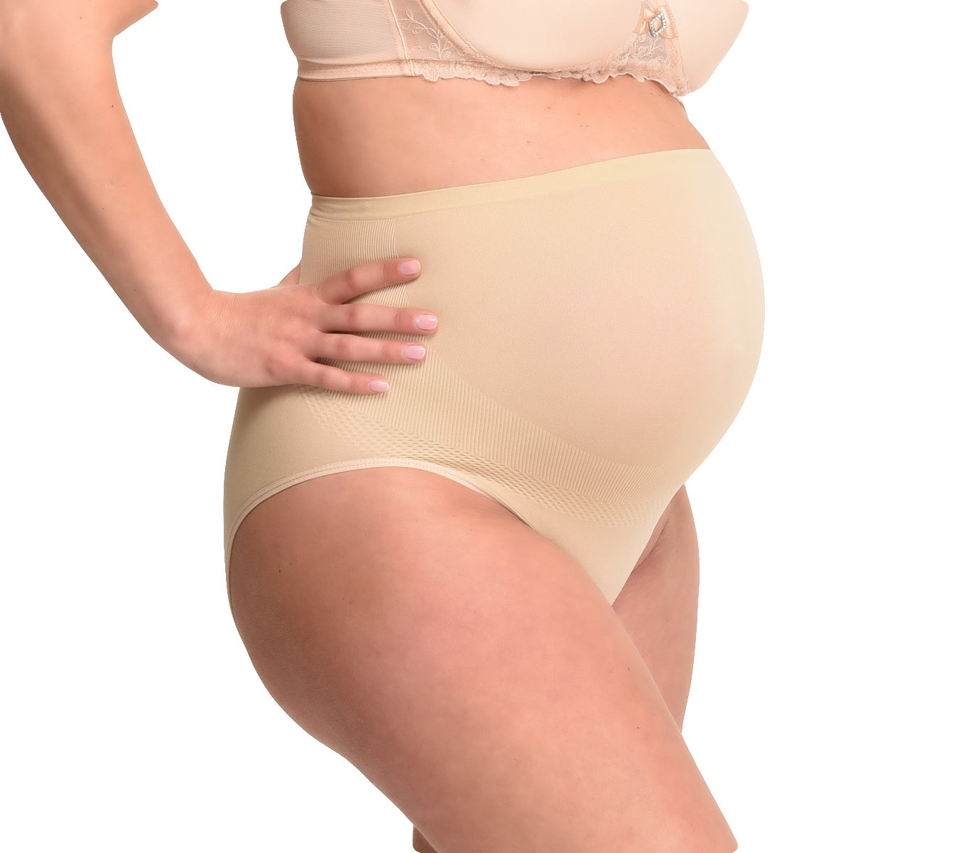 Culotte de grossesse sans coutures à effet galbant Beige