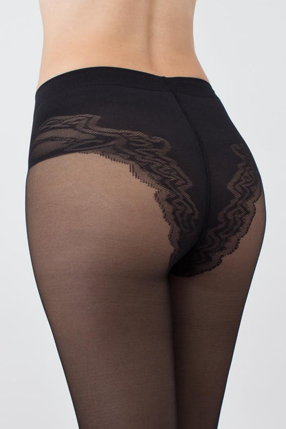 Giulia - Body 40den demi-transparent avec culotte en dentelle et soutien des jambes