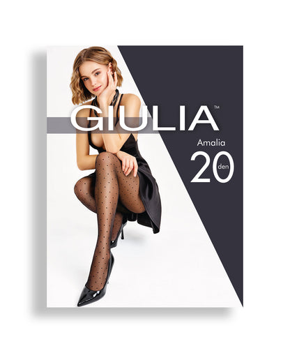 Giulia - Collants Amalia 20den à pois classiques - Noir