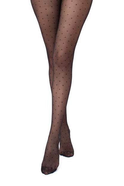 Giulia - Collants Amalia 20den à pois classiques - Noir