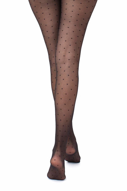 Giulia - Collants Amalia 20den à pois classiques - Noir