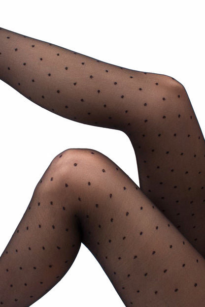 Giulia - Collants Amalia 20den à pois classiques - Noir