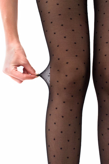 Giulia - Collants Amalia 20den à pois classiques - Noir