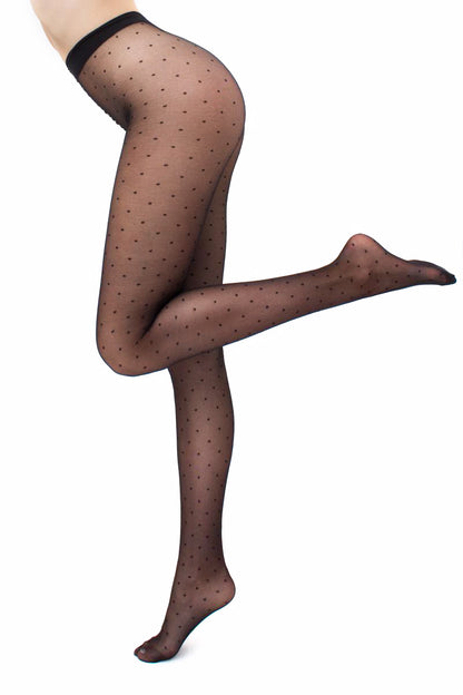 Giulia - Collants Amalia 20den à pois classiques - Noir