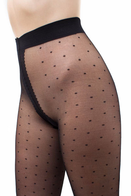 Giulia - Collants Amalia 20den à pois classiques - Noir