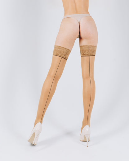 Giulia - Chic 20 Calze 20den Stay Up avec couture noire