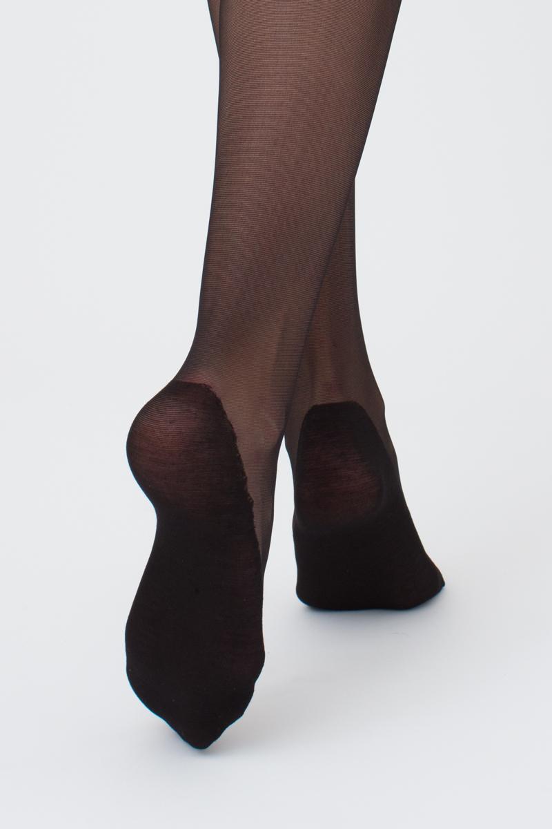 Giulia - Footies 20den (Multipack) Collants avec large ceinture et pied en coton - Noir