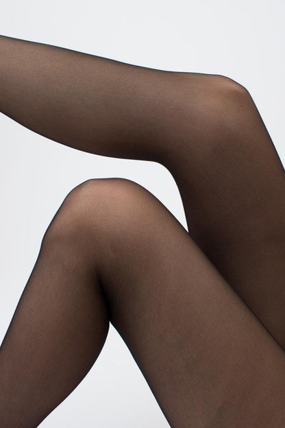 Giulia - Footies 20den (Multipack) Collants avec large ceinture et pied en coton - Noir