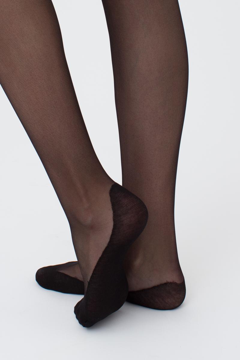 Giulia - Footies 20den (Multipack) Collants avec large ceinture et pied en coton - Noir