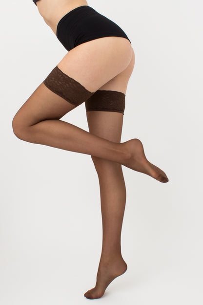 Giulia - Chic 20 Calze 20den Stay Up avec couture noire