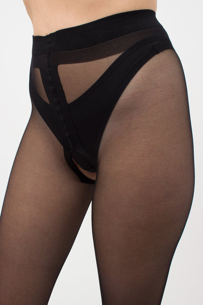 Giulia - Intimo Sexy 20den Panty avec entrejambe ouvert - 2 couleurs