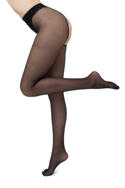 Giulia - Intimo Plus Panty Sheer 20den légèrement brillant avec entrejambe ouvert - 2 couleurs