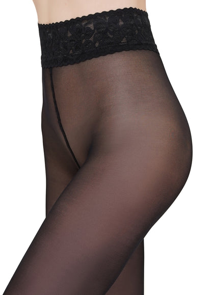Giulia - Culotte Impresso 40den avec taille en dentelle