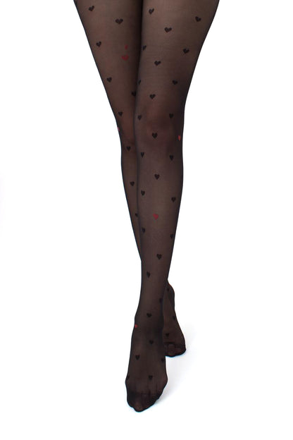 Giulia - Intimo Fashion Panty 20den légèrement brillant avec coeurs et entrejambe ouvert - 2 couleurs