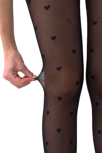 Giulia - Intimo Fashion Panty 20den légèrement brillant avec coeurs et entrejambe ouvert - 2 couleurs