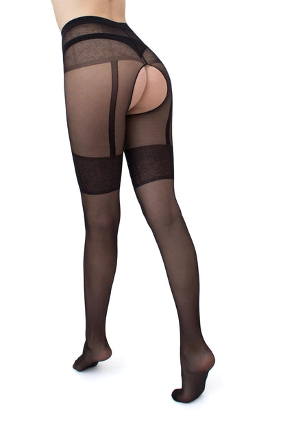 Giulia - Intimo Noir 20den Sheer Panty avec entrejambe ouvert - 2 couleurs
