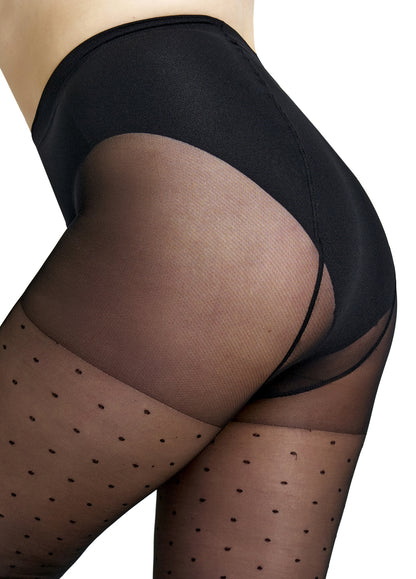 Giulia - Positive Amalia 20den Sheer (grandes tailles seulement) Culotte à pois