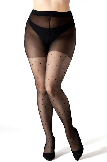Giulia - Positive Amalia 20den Sheer (grandes tailles seulement) Culotte à pois