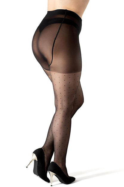 Giulia - Positive Amalia 20den Sheer (grandes tailles seulement) Culotte à pois