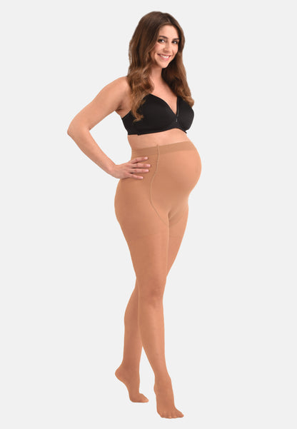 Duo Pack Comfortabele Sheer Zwangerschapspanty 20den Cognac