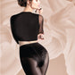 Giulia - Culotte semi-transparente Body 40den avec bas en dentelle et support de jambe - Noir