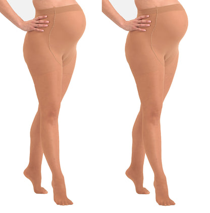 Duo Pack Comfortabele Sheer Zwangerschapspanty 20den Cognac