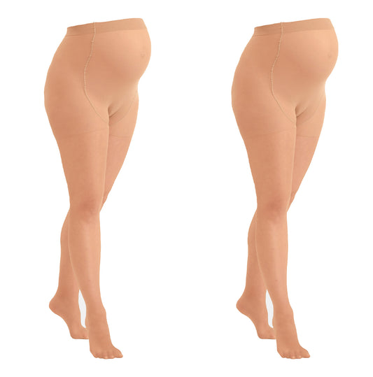 Duo Pack Comfortable Sheer Maternity Tights 20den Natural