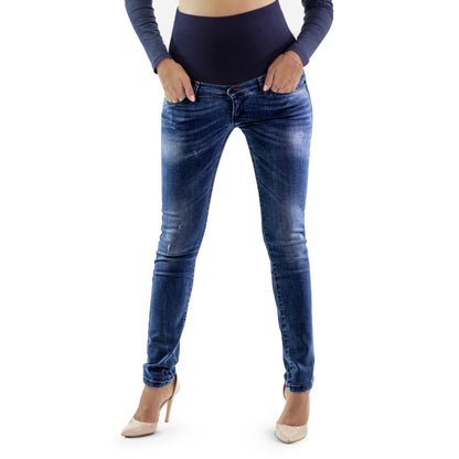 Milano -Jean de grossesse Denim Delux 5 poches - Coupe slim - Denim bleu