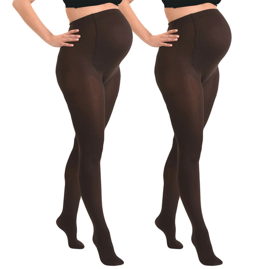 Duo Pack Comfortable Opaque Maternity Tights 60den Brown