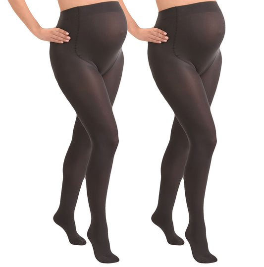 Duo Pack Comfortable Opaque Maternity Tights 60den Grey