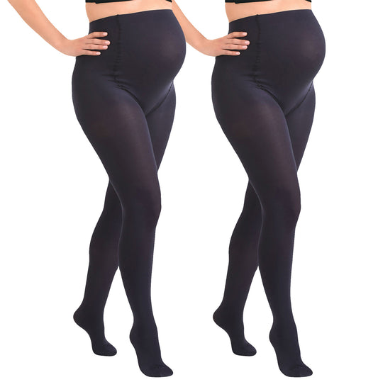 Duo Pack Comfortable Opaque Maternity Tights 60den Navy