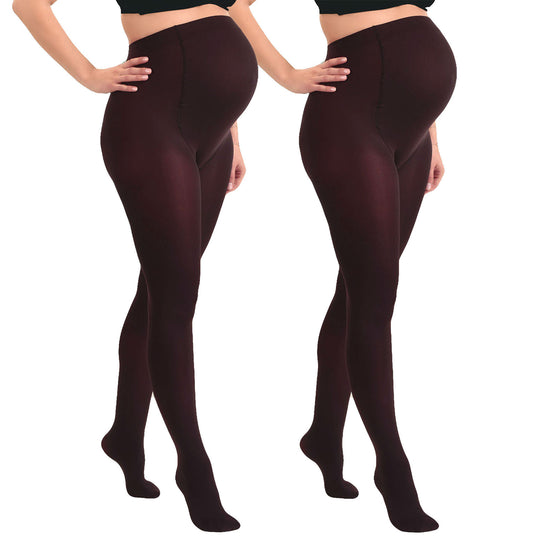 Duo Pack Comfortable Opaque Maternity Tights 60den Wine