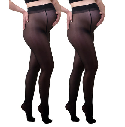 Duo Pack Collants De Grossesse Transparents Confortables 20den Noir