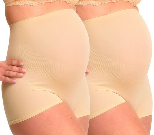 Duo Pack Seamless maternity boxershorts with shapewear effect Beige