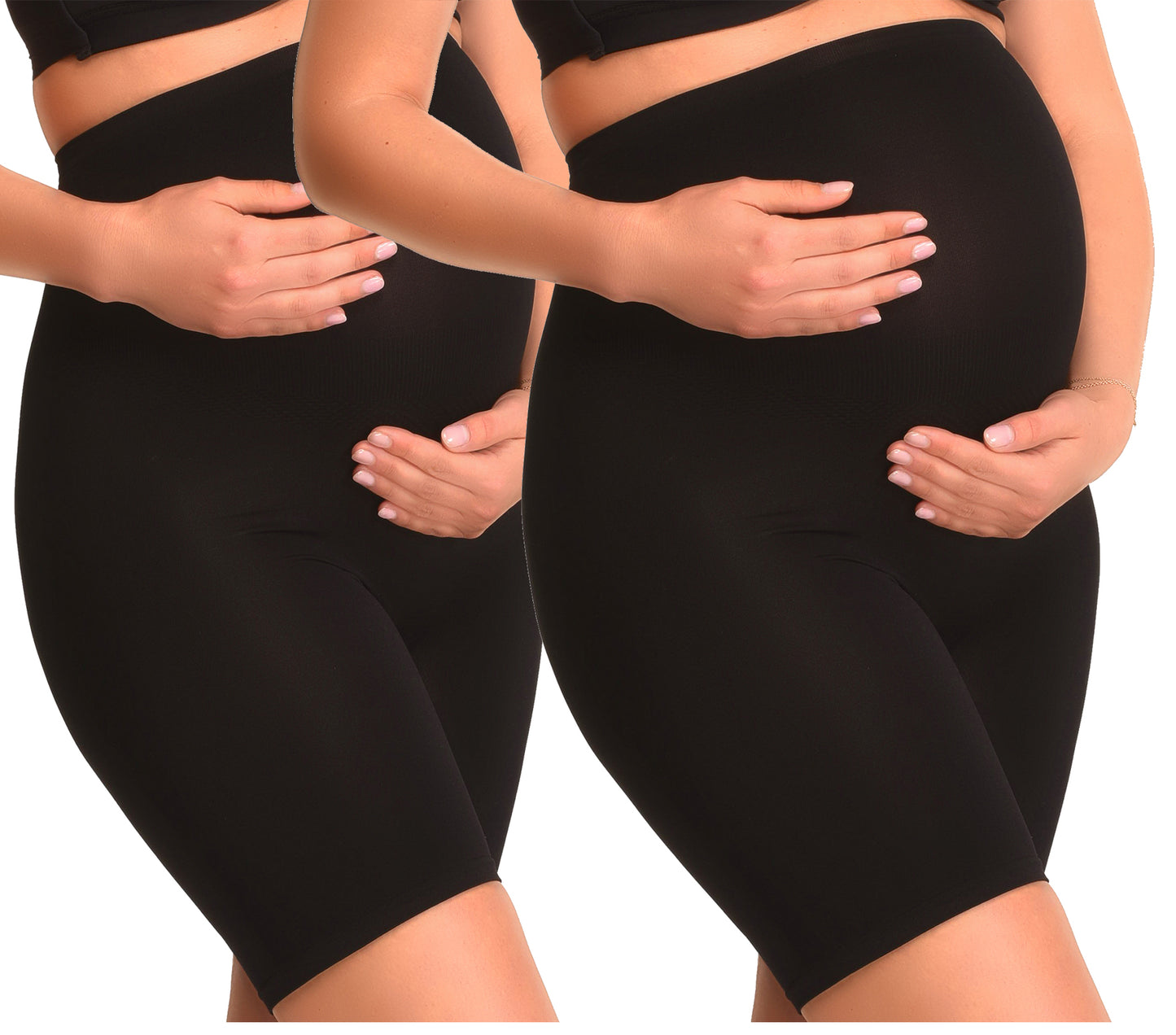 Duo Pack Seamless maternity shorts with shapewear effect Black