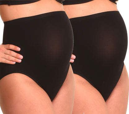 Duo Pack Culotte de grossesse sans coutures à effet galbant Noir