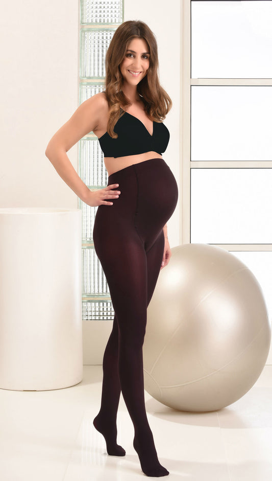 Comfortable Opaque Maternity Tights 60den Wine
